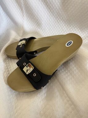 Dr. Scholl’s Original Collection Slides | Black Snakeskin Embossed | Size 8